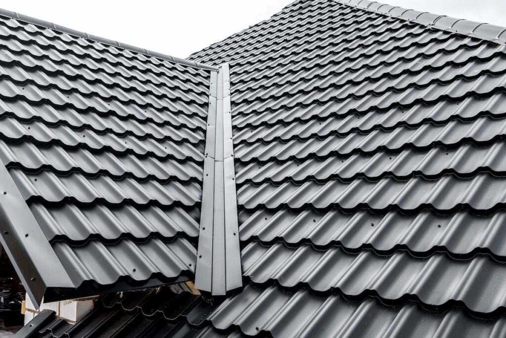 Black metal roof shingles