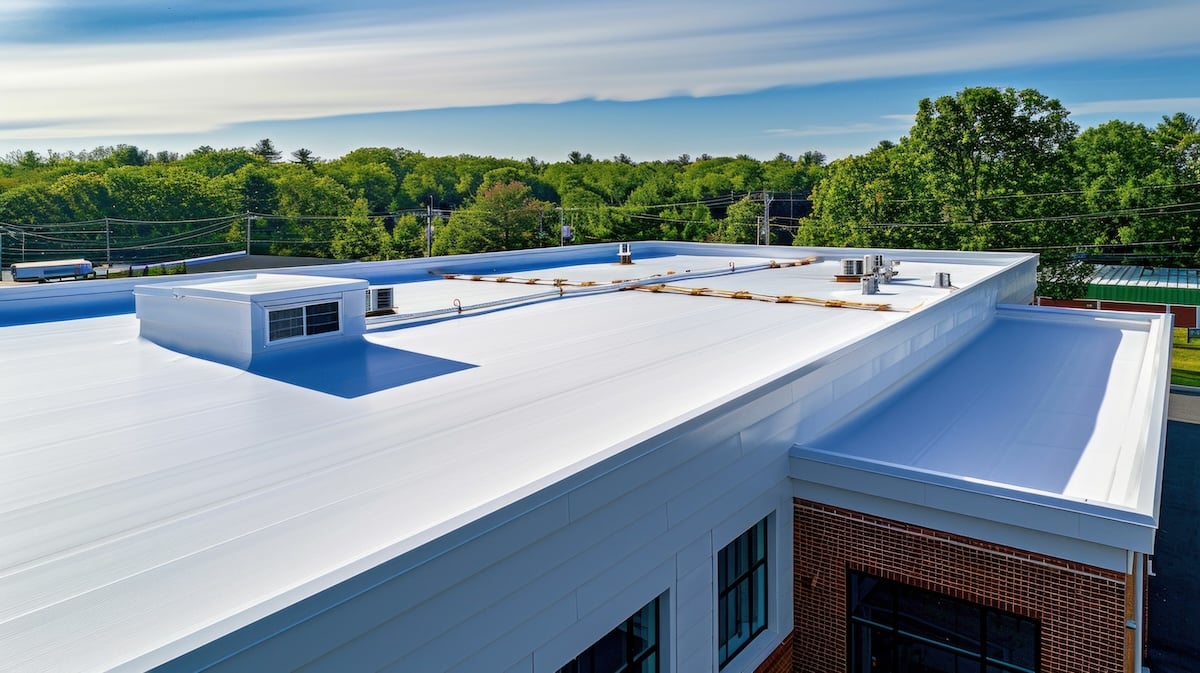 Modern Flat Roof of a Commercial Building.