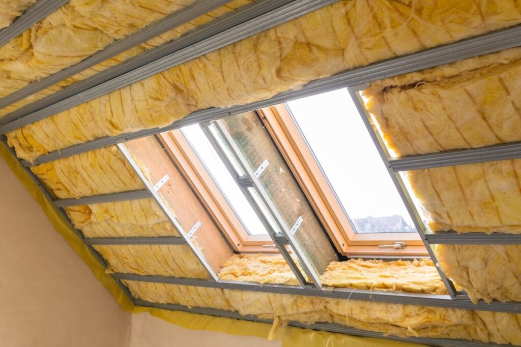 House thermal insulation with fiberglass