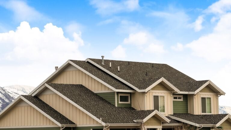 Pitched roof on house