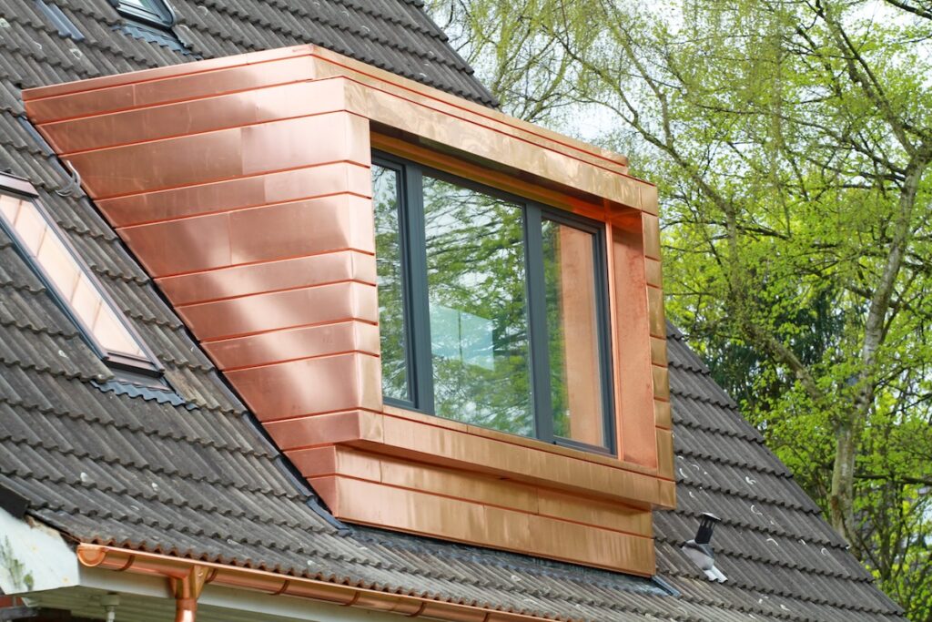 copper roofing accent dormer window