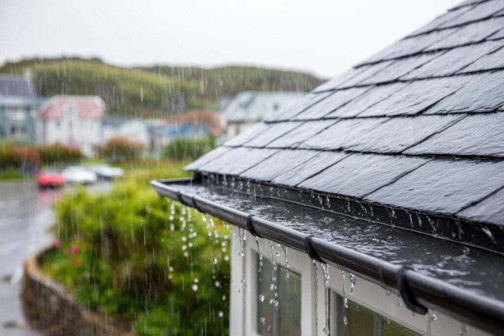 gutters with rain water