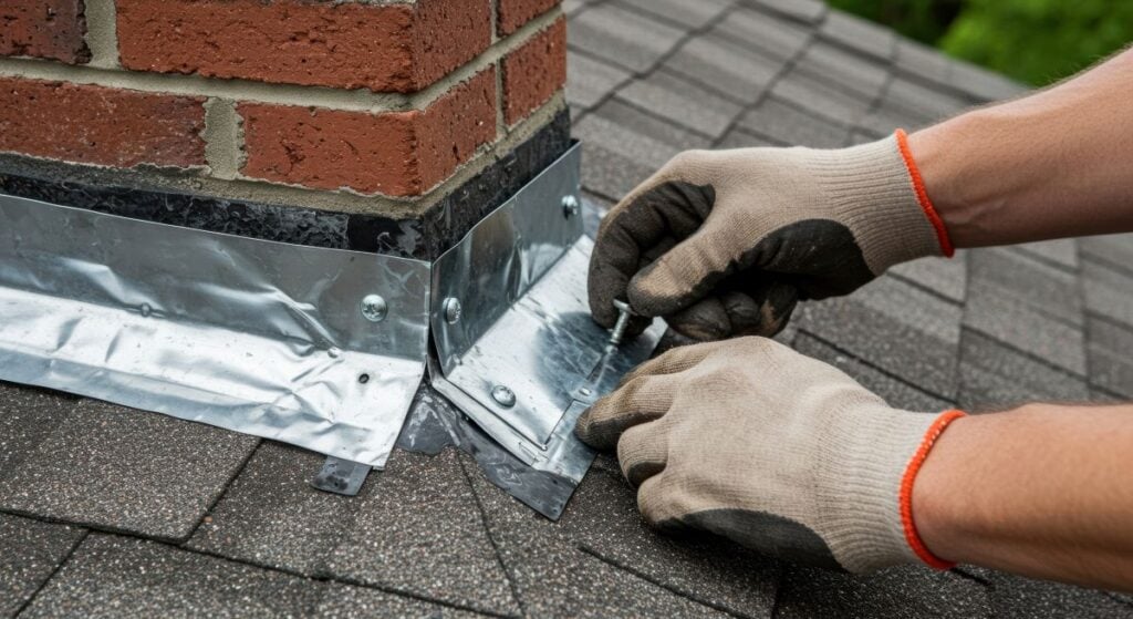 roofer repairing flashing