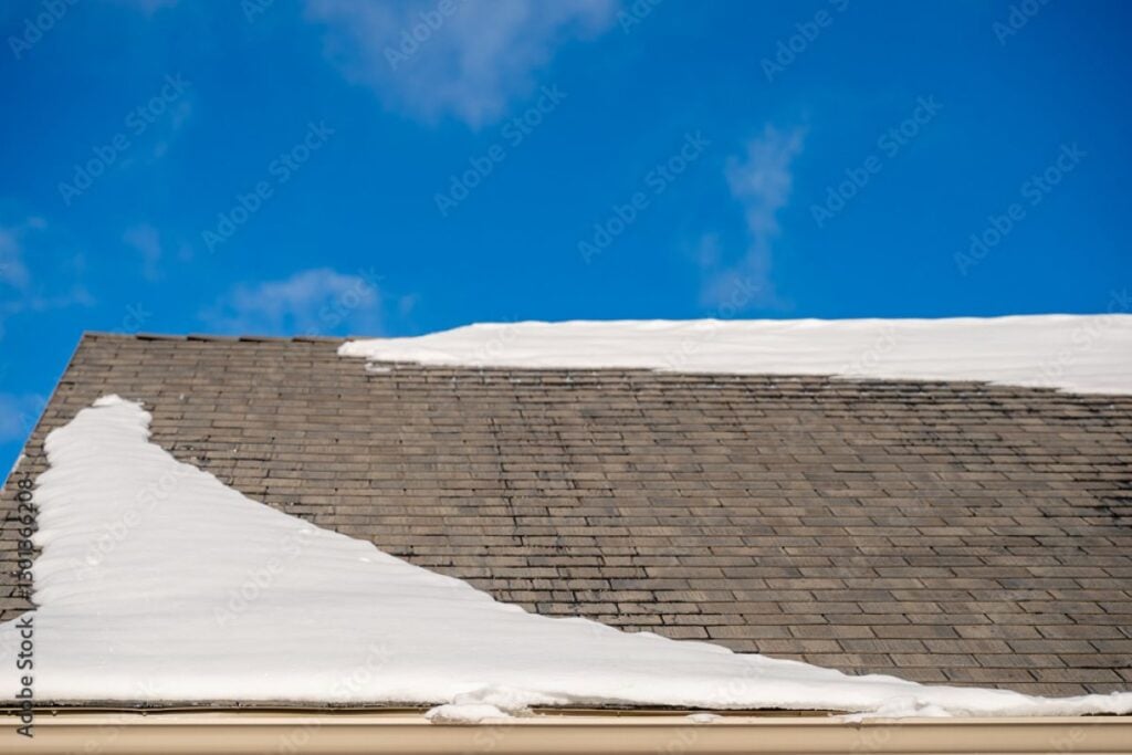 snow on shingle roof