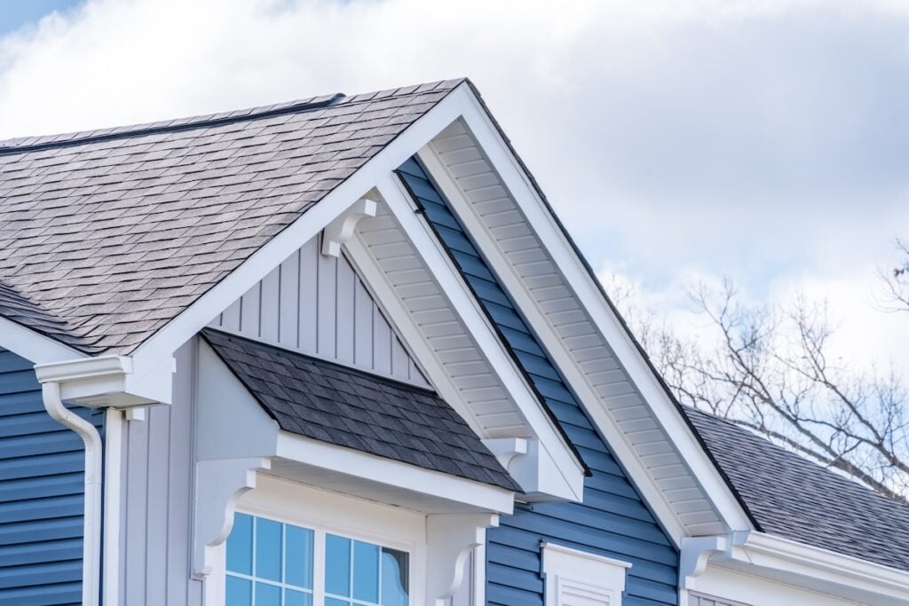 white and blue vinyl siding