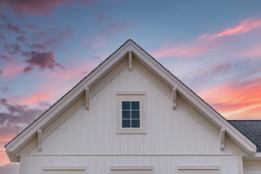 white board and batten siding
