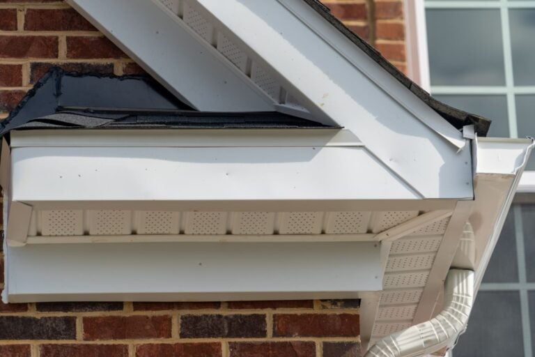 how to install drip edge white roof close up