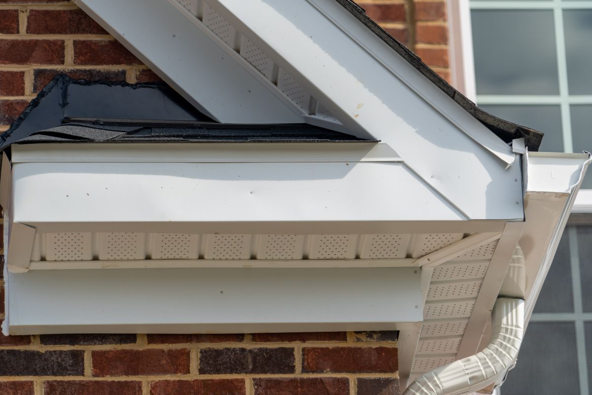 how to install drip edge white roof close up