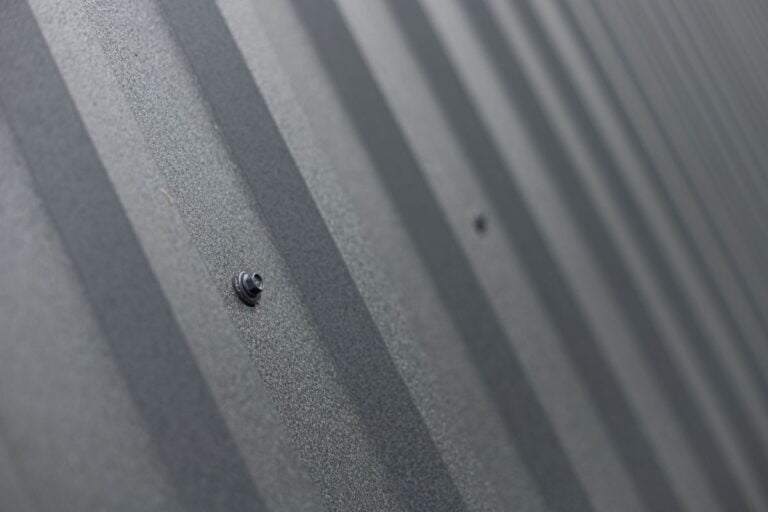 Roofing from galvanized metal profiled sheet, metal self-tapping screw with a press washer, fastening close-up