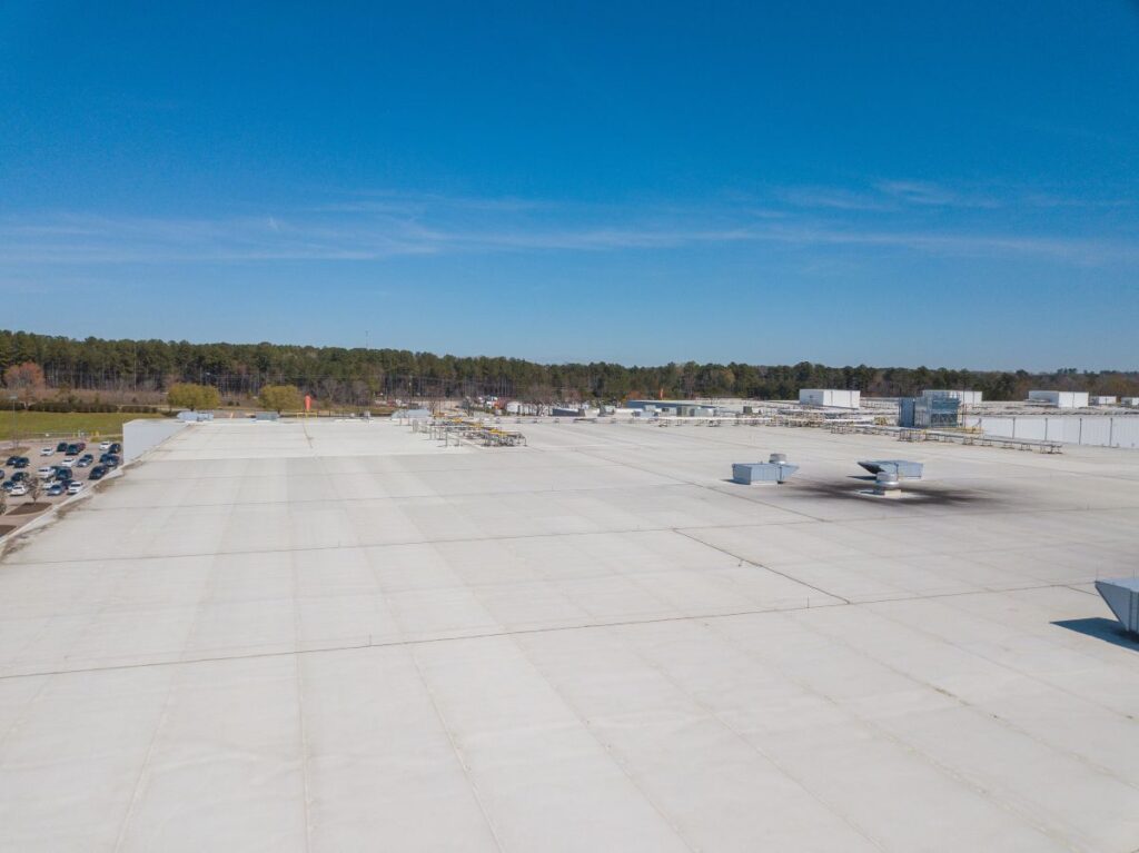 large white built up commercial roof