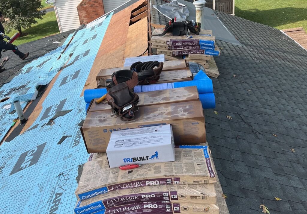 Roof replacement in progress by Springfield Roofing