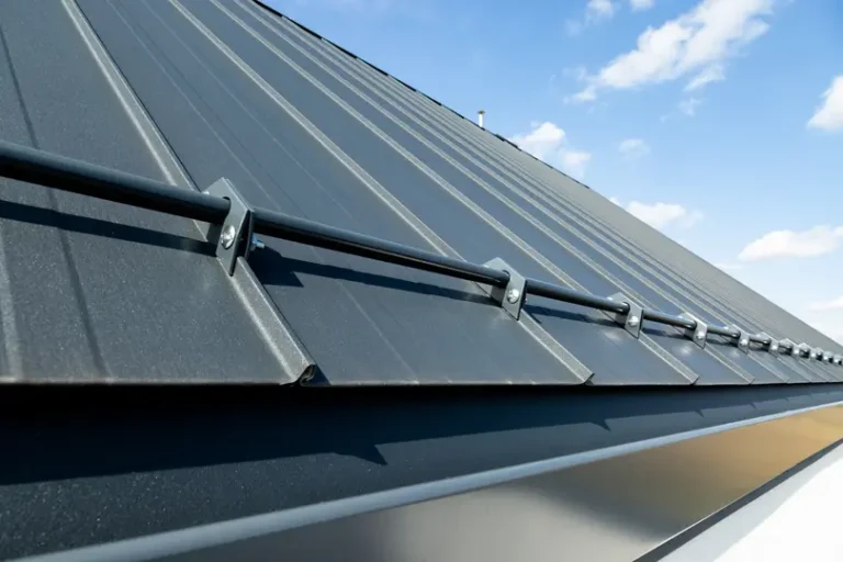 Sheet metal roof and snow guard. Graphite color